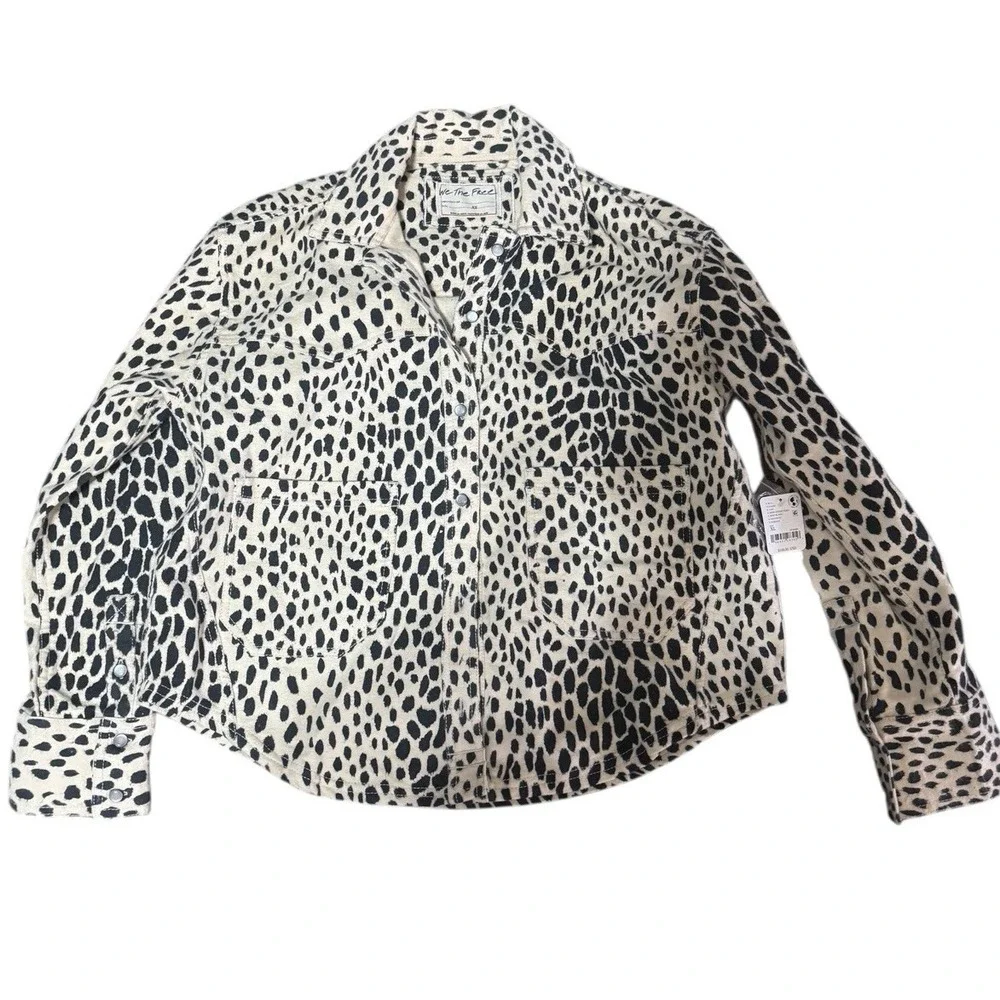 Free People🤑Calico Boho🖤Flannel Shirt Oversized Snow Leopard XS Fit‎ (m) $148